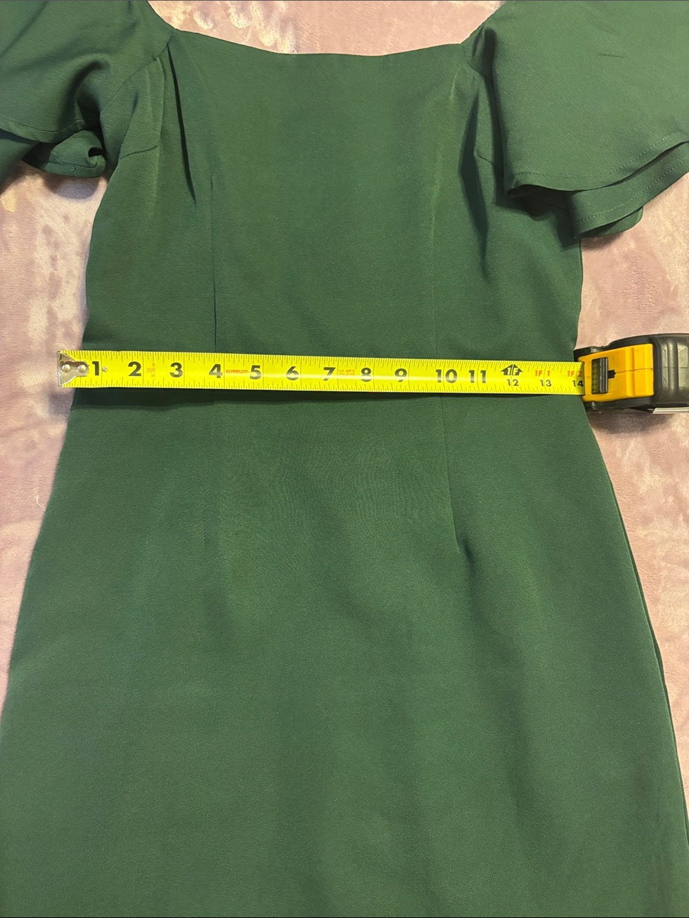 TCEC Dark Green Ruffle V-Neck Mini Dress - Picture 5 of 5